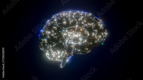 Obraz na płótnie Brain digital. Neuron connections. Futuristic medical technology concept. 3D Render. w salonie