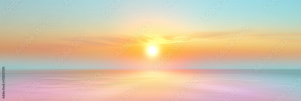 sunset or sunrise  blurred background, Gradient pastel winter sky background.  Blurred twilight foggy horizon, banner poster design template