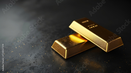 Gold bars on dark background. Financial and investment concept