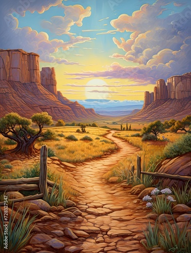 Wild West Cowboy Art: Western Dirt Roads and Pristine Pathways