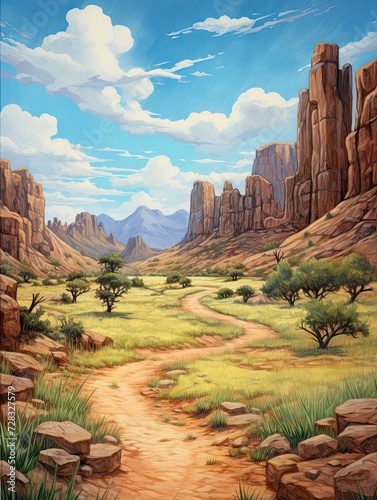 Wild West Cowboy Art: Painted Pathways through Western Dirt Roads photo