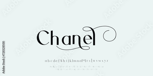 Chanel Elegant alphabet letters font and number. Classic Lettering Minimal Fashion Designs. Typography modern serif fonts and numbers. vector illustration
