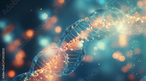 An artistic rendering of a DNA double helix, illustrating genetic research an...