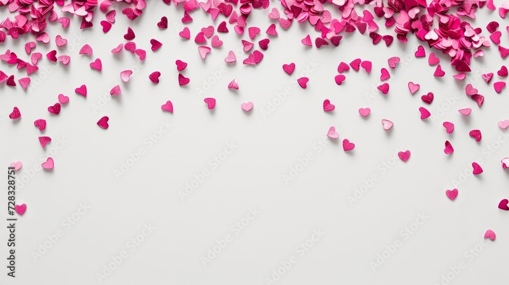 Romantic background with hearts on a light background, with space for text. Concept for Valentine's Day or wedding. 