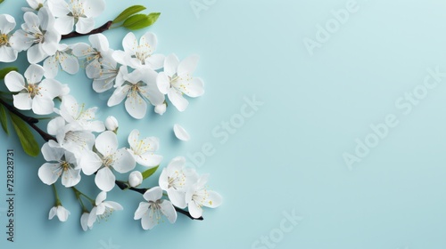 abstract minimalist background with spring flowers.