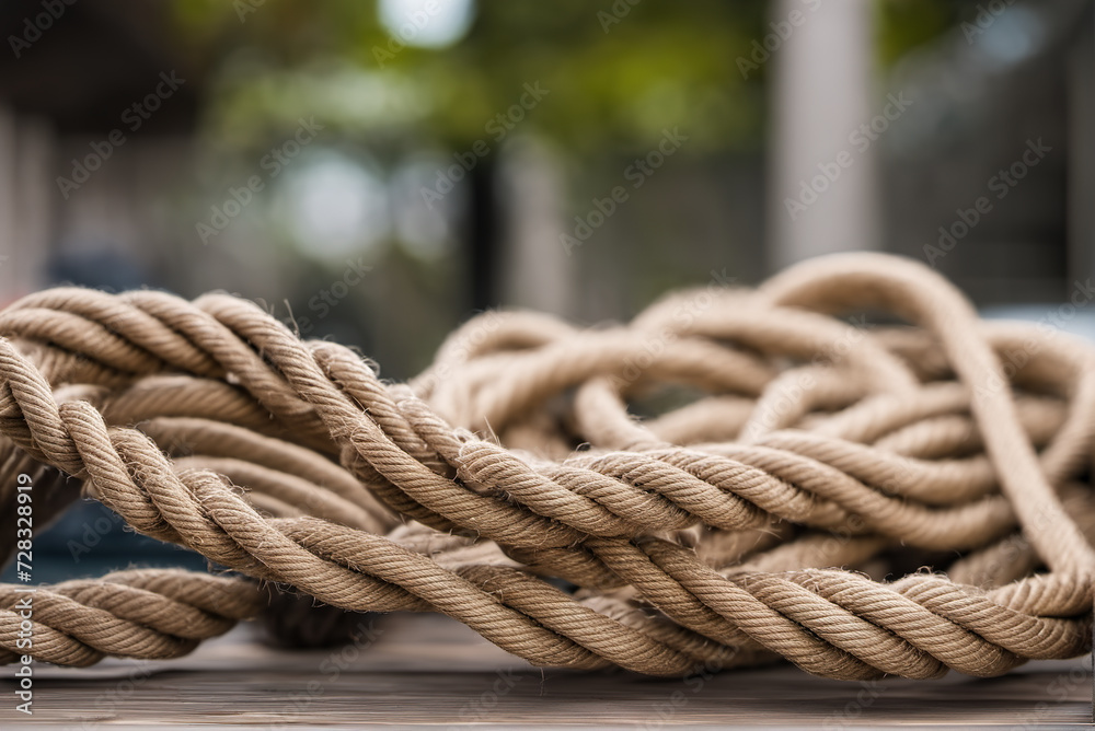 A messy knot of hemp rope