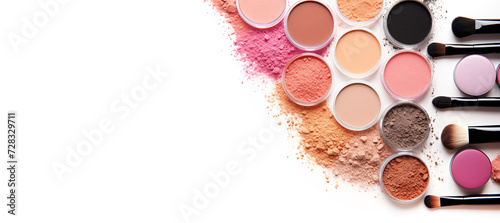 banner of beauty products composition of cosmetics on a light background