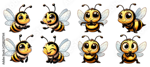 Set of Cute Cartoon Bee Clipart