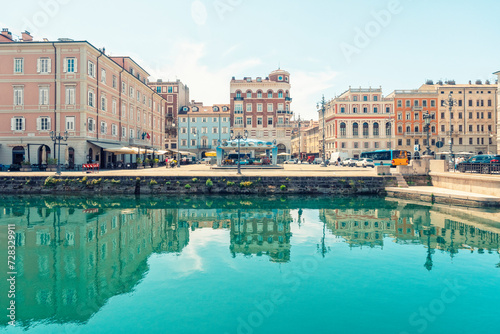 Italy, Friuli-Venezia Giulia, Trieste, Canal Grande withPiazza del Ponte Rosso in background photo