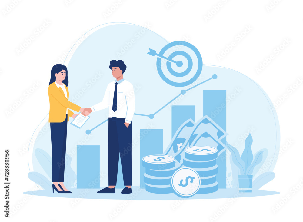contract approval and company business strategy concept flat illustration contract approval and company business strategy concept flat illustration