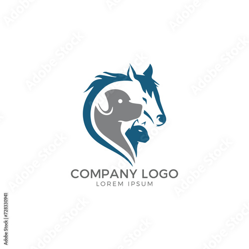 Horse, Dog, Cat Animal Logo Design Vector Template