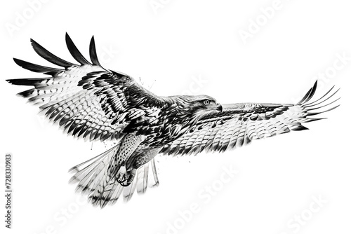 Black and White Hawk Eagle on Transparent Background