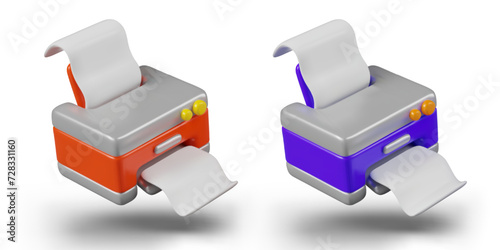 Realistic laser printer, top view. Modern office and home appliances