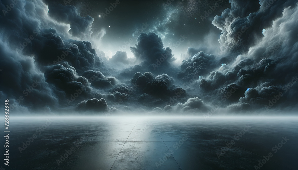 Fototapeta premium Monochrome scene with a subtle mist and dark tones. Generative AI.