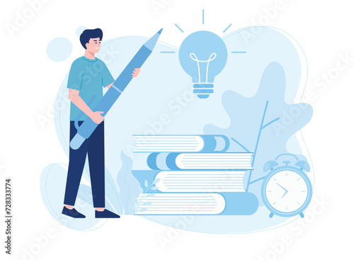 education and knowledge are the power to build creative ideas concept flat illustration