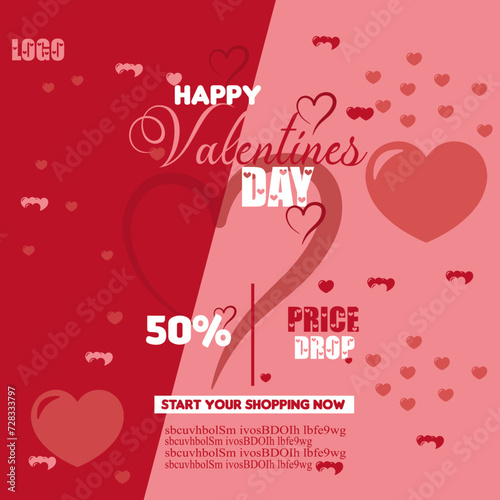 Valentines day Discount social media post template