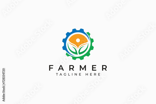 Farmer Logo Factory Mechanical Agricultural Organic Natural Industry Product