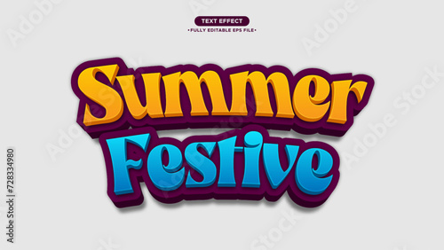 Summer Festive Vector Text Effect with Cute and fun style. Editable Font and Text photo