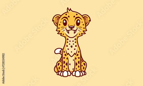 Cute Cheetah Kawaii Logo Design