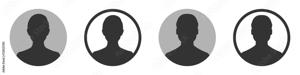 Iconic default anonymous user portrait vector illustration flat vector designs. Man and woman vector profile signs - obrazy, fototapety, plakaty 