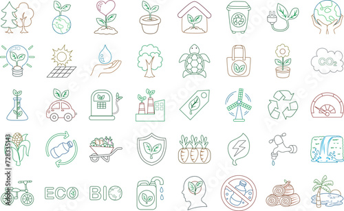 Icon set of Ecology for safe earth and world