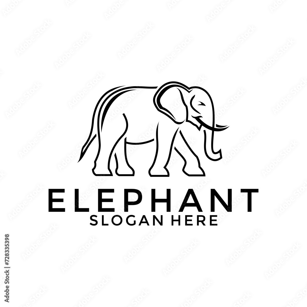 logo design creative elephant icon vector illustration inspiration, Elephant line art logo template