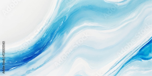 abstract soft blue and white abstract water color ocean wave texture background .Fluid blue ocean wave layer Tsunami wave background in flat cartoon style. Big blue tropical water splash.	