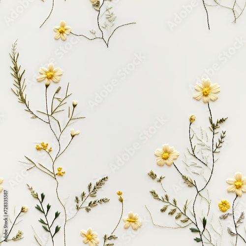 embroidery of sunflower illustration background © Wipada