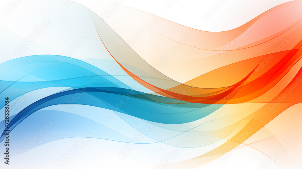 Abstract wavy Blue- red lines on a white background.