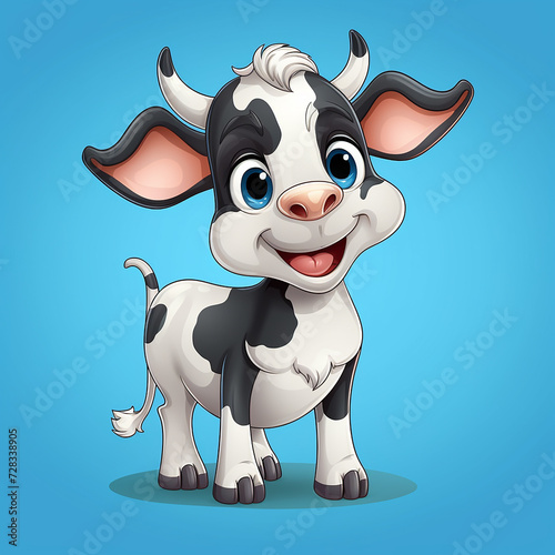 happy cute cow on grass made with generative ai