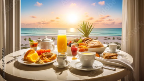 breakfast table with ocean view