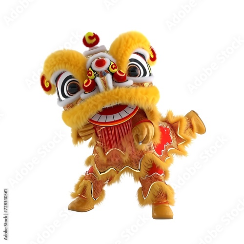 Chinese new year 3D lion dance costume, AI generated.