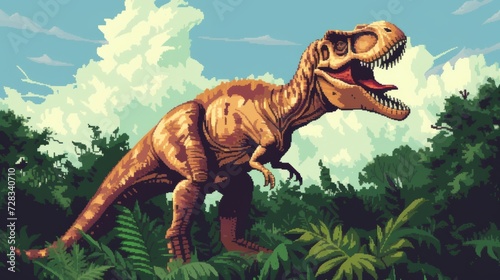Crisp Pixelated T-Rex 8-Bit Art