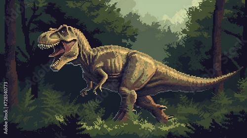 Crisp Pixelated T-Rex 8-Bit Art © Mike