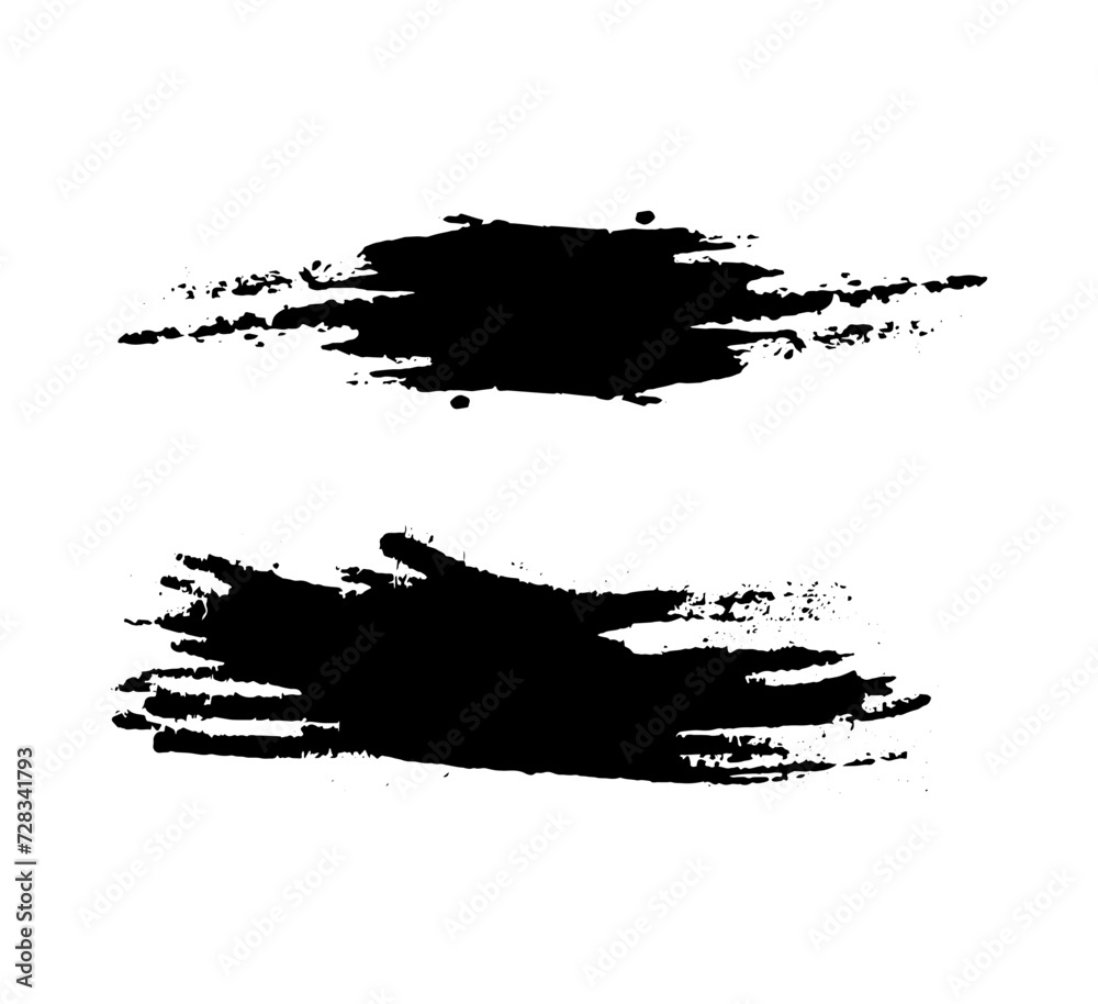 a set of black ink circles brush stroke bundle on a white background,black and white icons set, a bundle of black ink swirls on a white