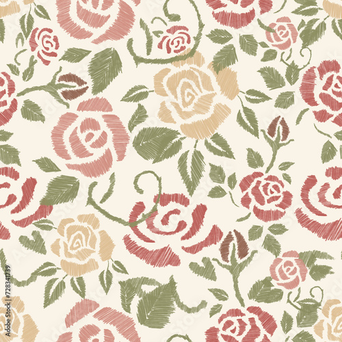  Ikat floral paisley embroidery on a yellow background. Ikat ethnic oriental seamless pattern is traditional. Aztec-style abstract vector illustration. design for texture, fabric, clothing, wrapping