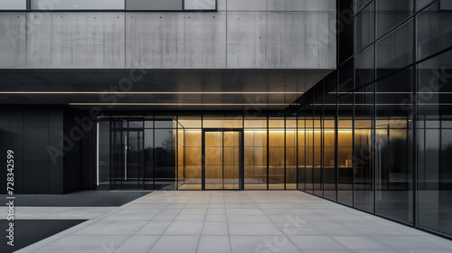 Modern office building exterior made of glass  steel and cement