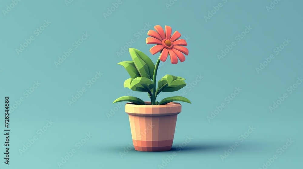 Botanical Bliss: Isometric Flower Pot Art