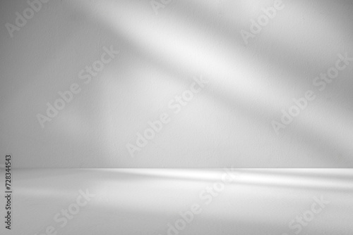 Wall interior background, studio and backdrops show products.with shadow from window color white and grey. background for text insertion and presentation product 