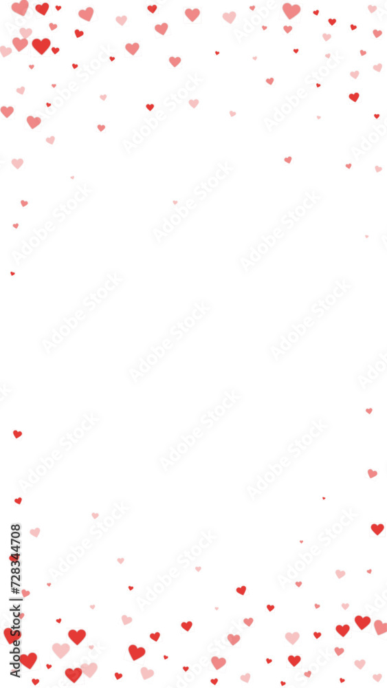 Red hearts scattered on white background.