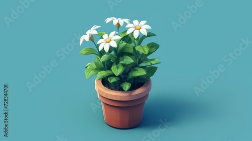 Botanical Bliss  Isometric Flower Pot Art