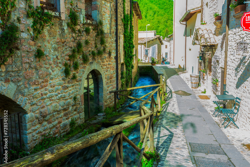 Rasiglia in provincia di Perugia comune di Foligno. Il paese attraversato dal fiume Menotre. photo