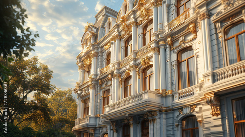 a neoclassical building with grandiose architecture and a sense of timeless elegance.  photo