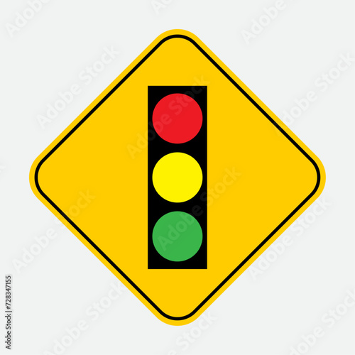 vector warning traffic light sign