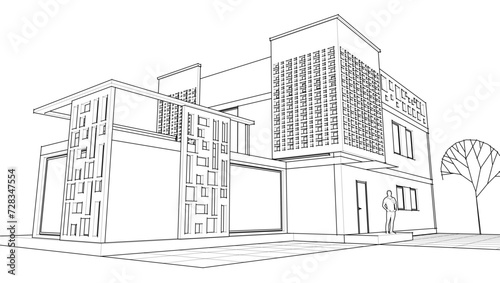modern house concept 3d illustration