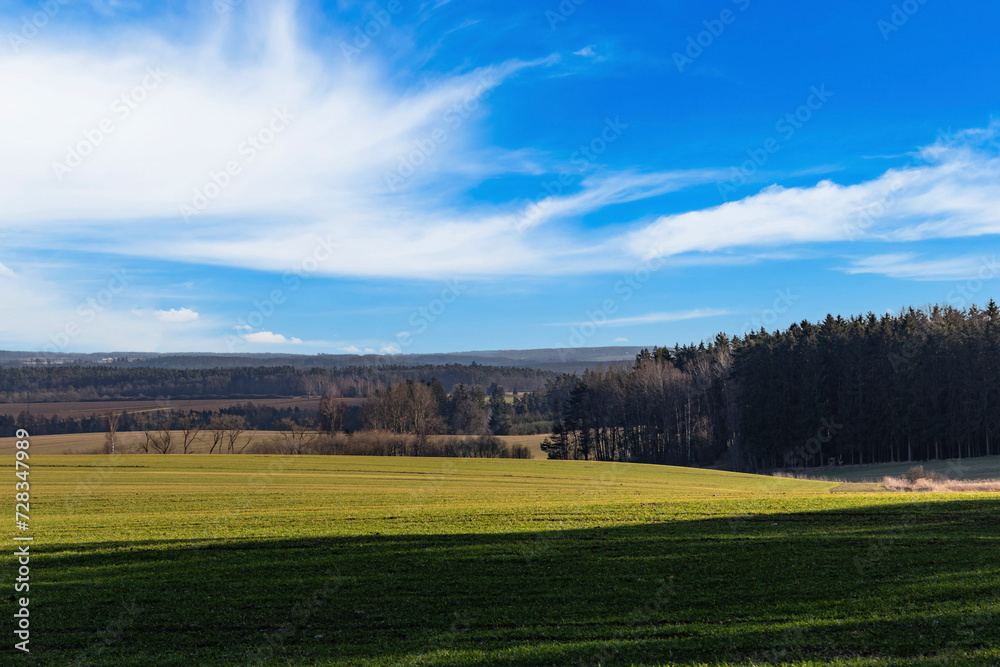 Fototapeta premium European rural landscape. Early springtime. Czechia.