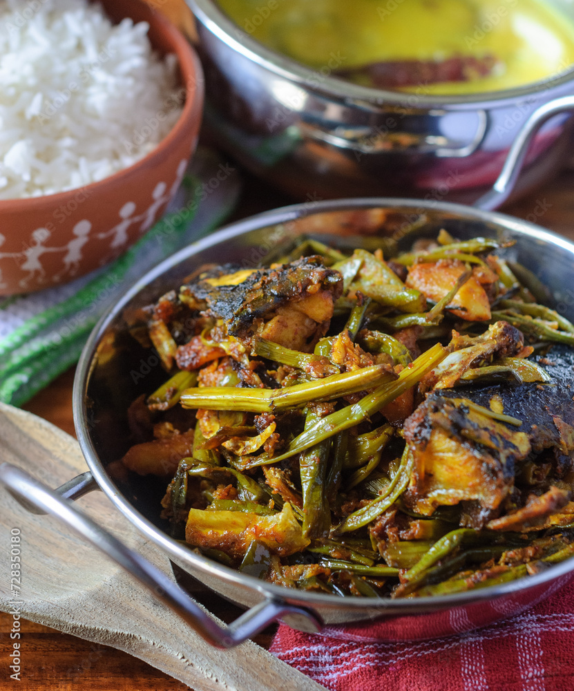 Kajoli Fish Chachchari with Seasonal Vegetables prepared in Bengali traditional style Kajoli Fish Chachchari with Seasonal Vegetables prepared in Bengali traditional style