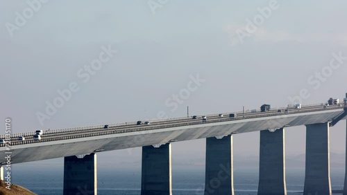 Cars In Motion On The Great Belt Bridge photo