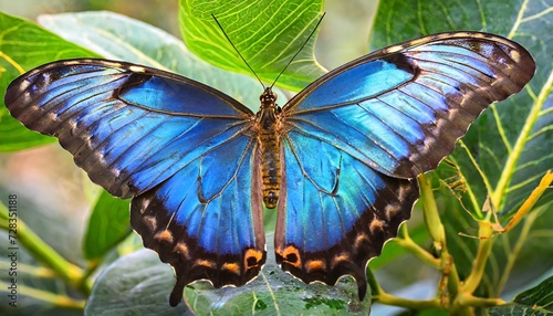 morpho menelaus the menelaus blue morpho is an iridescent tropical butterfly of central and south america photo