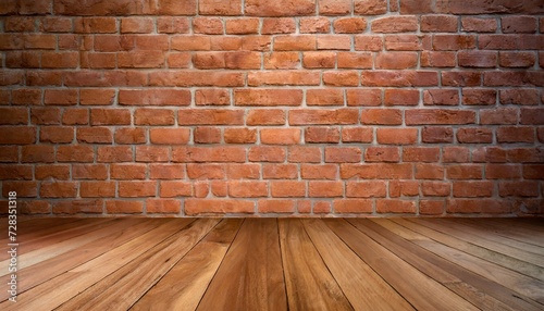 red brick wall texture and wood floor background